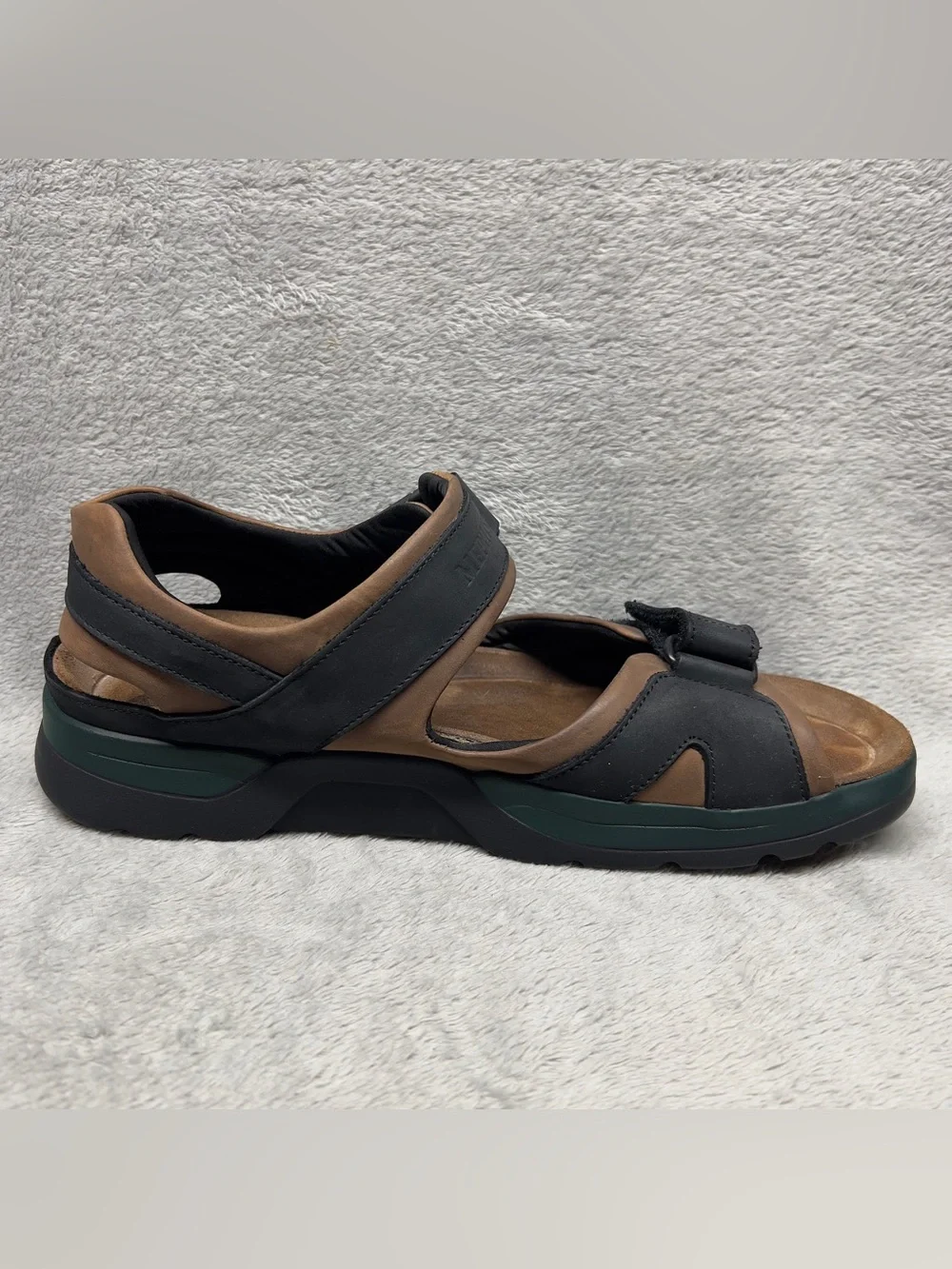 Mephisto Shark Fit Sandals Men's Size 44 US 10 Black Brown Leather Comfort
